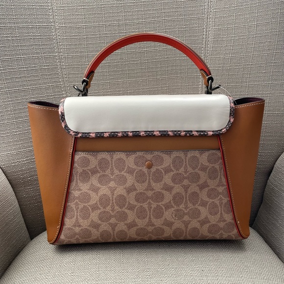 COACH COURIER CARRYALL IN COLORBLOCK LEATHER WITH SNAKESKIN DETAIL - Picture 6 of 16